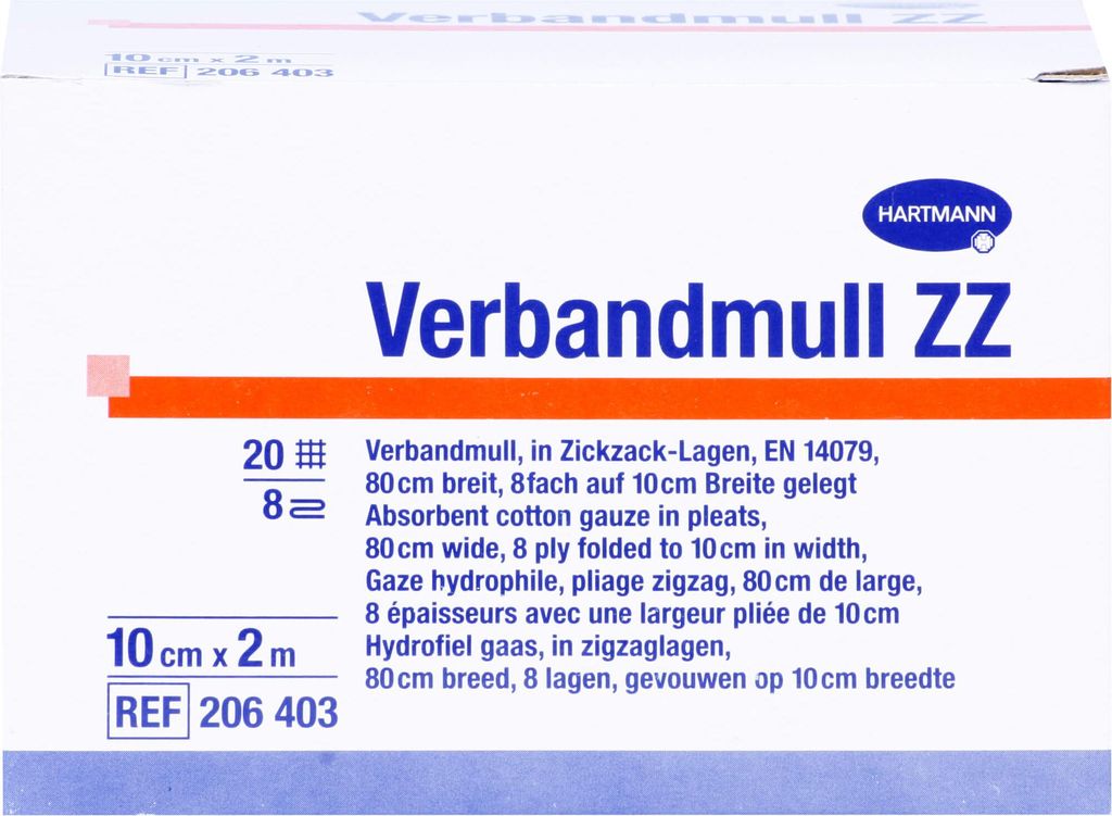 VERBANDMULL ZZ HART 2X10CM, 1 St VER Produktbild 