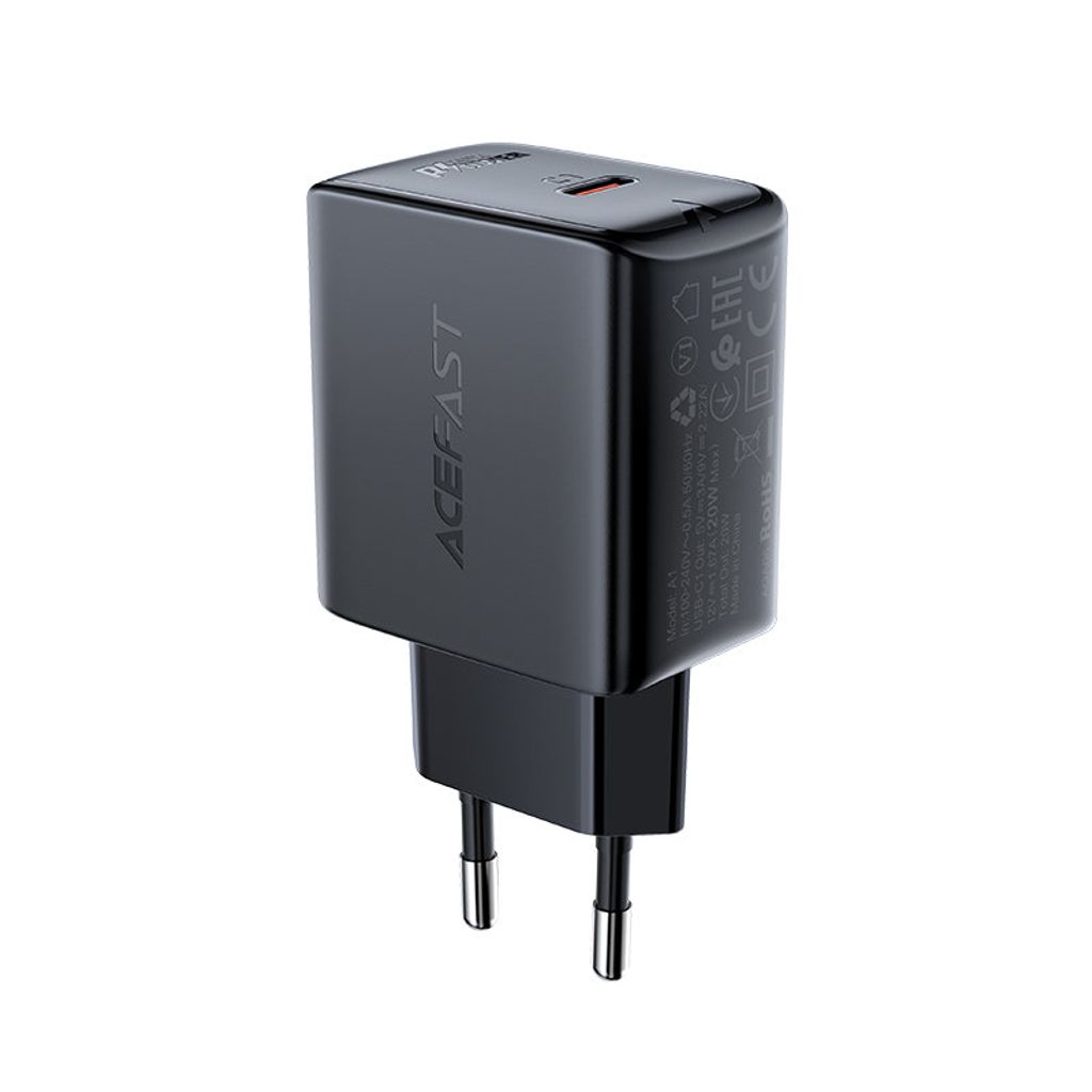 Acefast Schnellladegert USB Type C 20W Power Delivery schwarz (A1 EU schwarz)