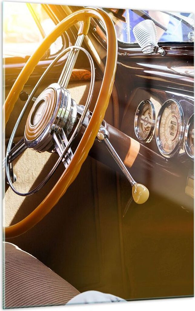 Bilder auf glas - Einteilig - Auto Retro Vintage - 50x70cm - Glasbilder - Wandbilder - Bilder - zum Aufhängen bereit - Wanddekoration aus Glas - G...