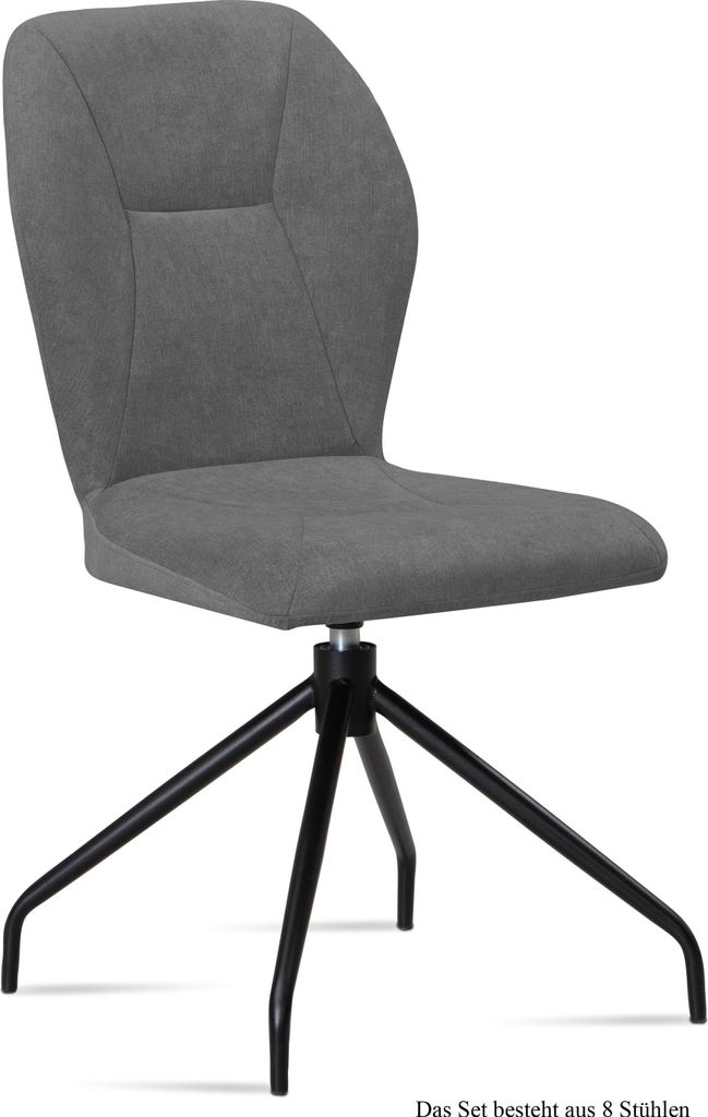 Esszimmerstuhl drehbar (8er-Set) Dorene 51x92x60 Schwarz/Grau