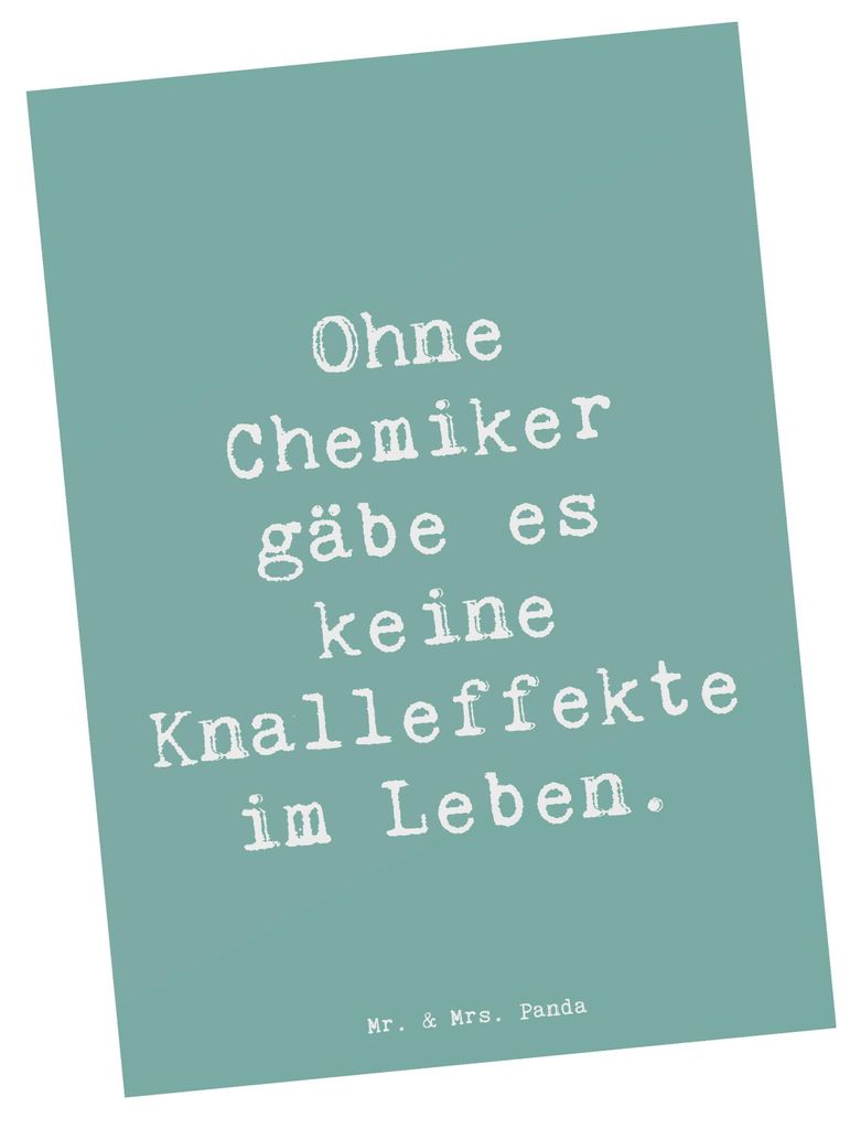 Mr. & Mrs. Panda Postkarte Spruch Chemiker Knalleffekte - Meeresbrise - Geschenk, bildkarte, Begeisterung, Postkarten, Grußkarte, Ansichtskarten, ...