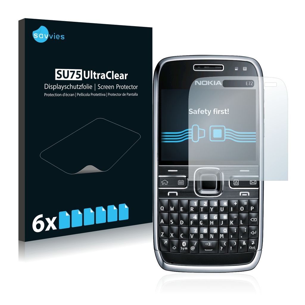 6x Für Nokia E72 Schutzfolie Savvies Displayschutz Display Schutz Folie Klar Transparent