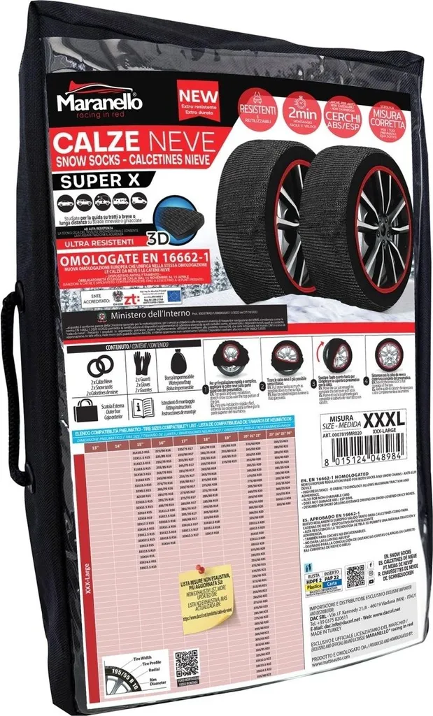 Maranello Calze da Neve 33X12.5 R15 Super X 3D Omologate Taglia 3XL - 11