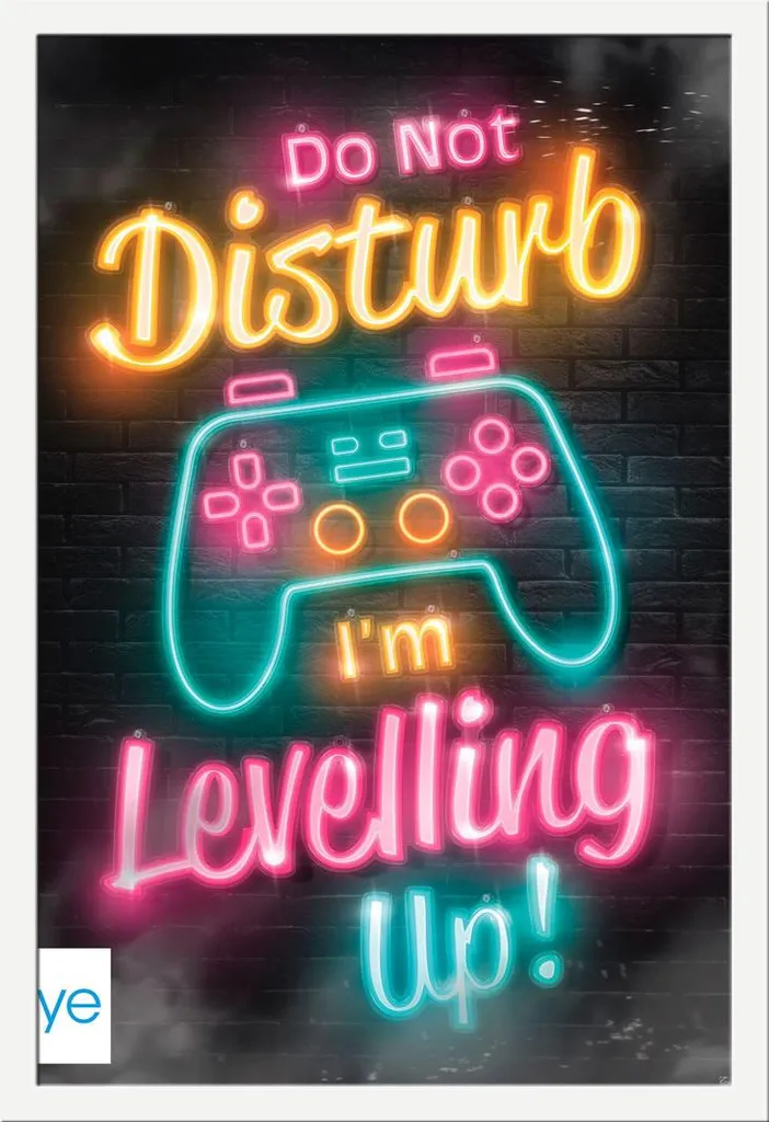 Regalo Gaming: Poster Leveling Up con Cornice Bianca Shinsuke