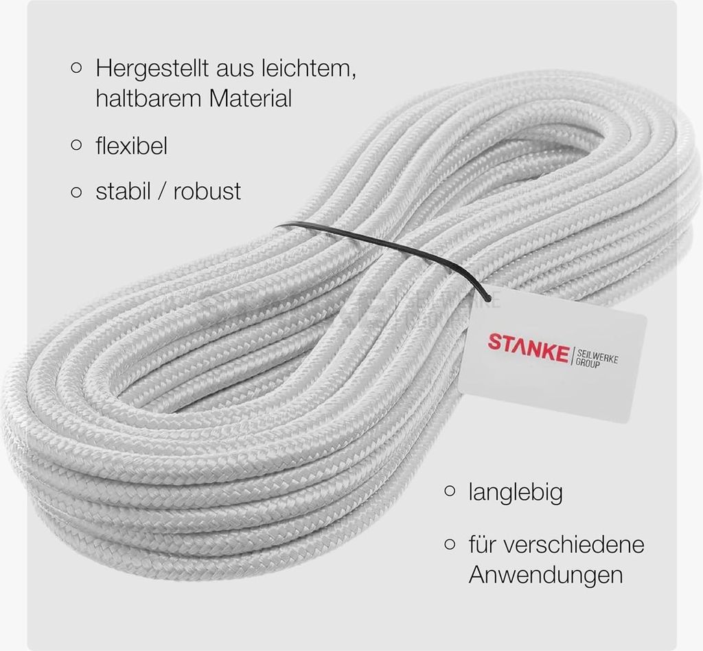 Seilwerk STANKE Polypropylenseil 4mm 50m Weiß - Tomaten Produktbild 
