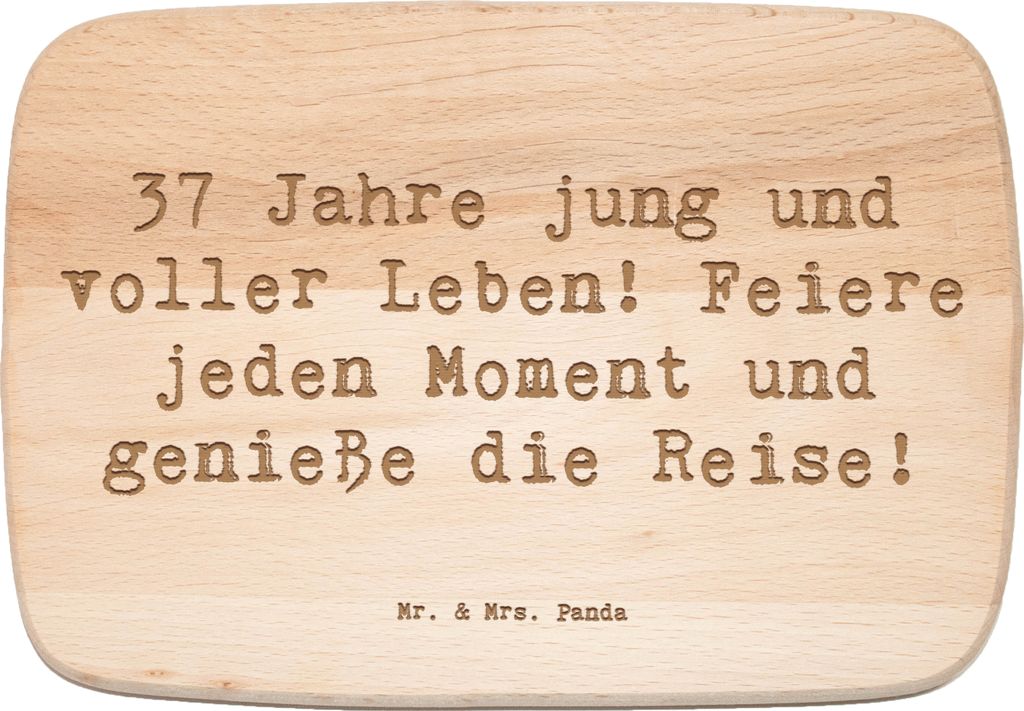 Mr. & Mrs. Panda Frühstücksbrett Spruch 37. Geburtstag Lebensfreude - Transparent - Geschenk, Alter, Geburtstagsspruch, Inspirierender, feiere je...
