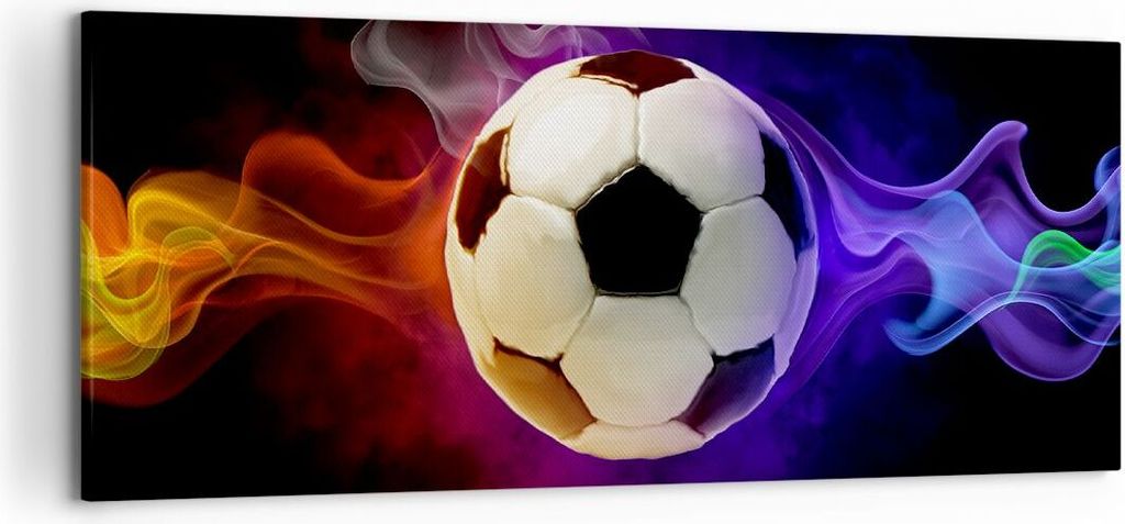 Bild auf Leinwand - Leinwandbild - Abstrakt ball flamme fußball - 120x50cm - Wand Bild - Wanddeko - Leinwanddruck - Bilder - Kunstdruck - Wanddeko...
