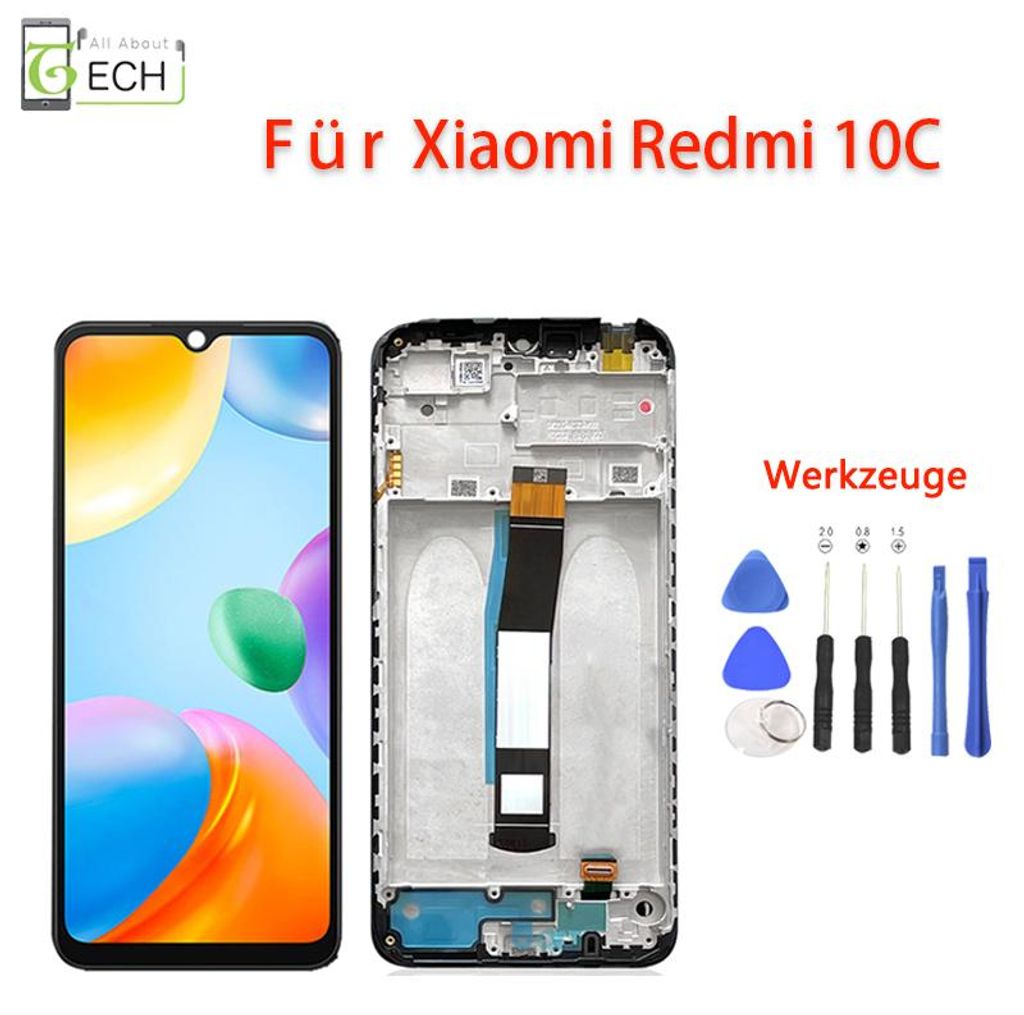 Für Xiaomi Redmi 10C LCD Display mit Rahmen (220333QAG) Touch Screen Bildschirm