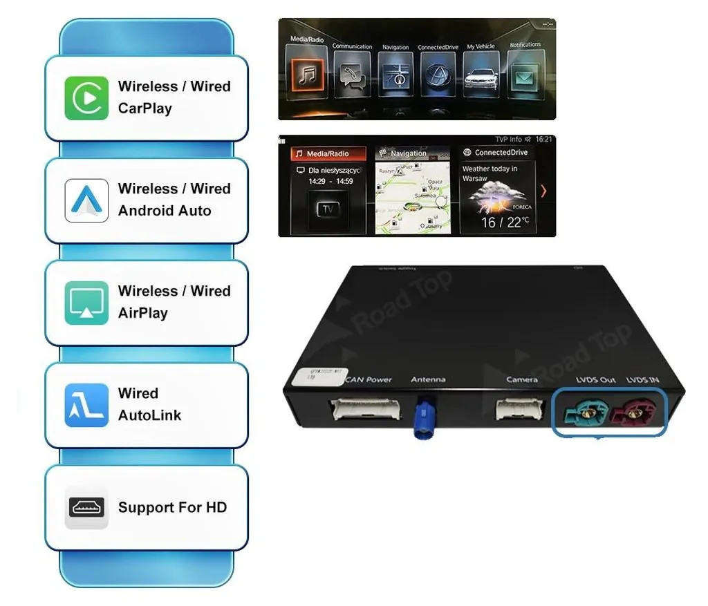 Module CarPlay EVO et Android Auto, boîtier sans fil pour écran BMW