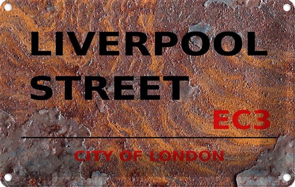 vianmo Blechschild 12x18 cm City Liverpool Street EC3 Abenteuer Reisen Straße Stadt Urlaub