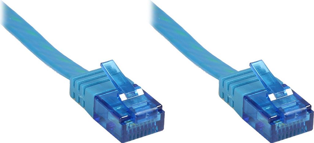 Patchkabel, Cat. 6a, U/UTP, FLACHKABEL, 500 MHz, blau, 5m, Good Connections