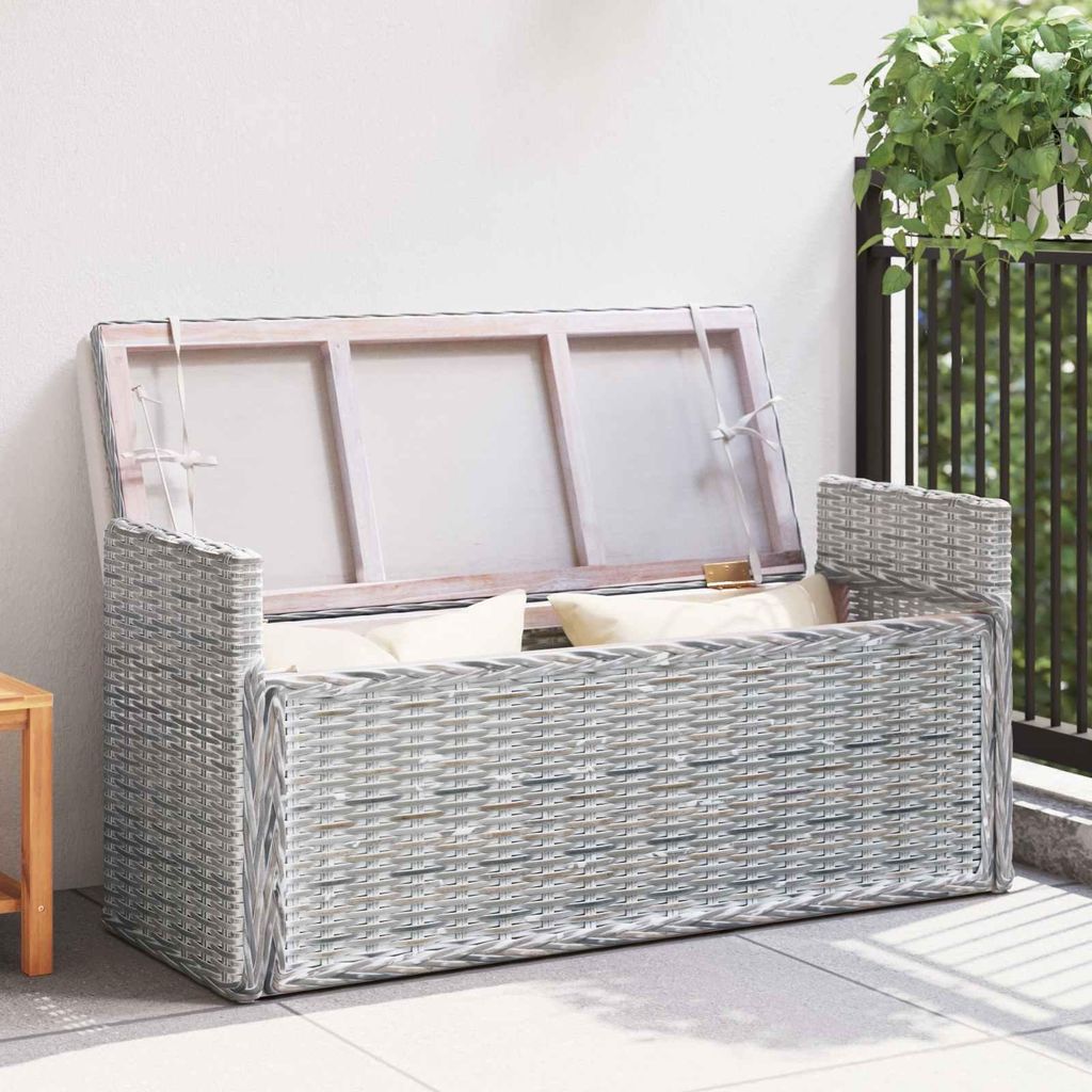 Langlebige Sitzbank mit Stauraum Weiß gewaschen 110 x 40 x 50cm Rattan - Möbel817119 - Sitzbänke
