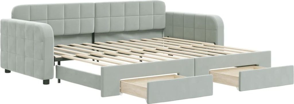 vidaXL Tagesbett Ausziehbar mit Schubladen Hellgrau 90x200 Produktbild 