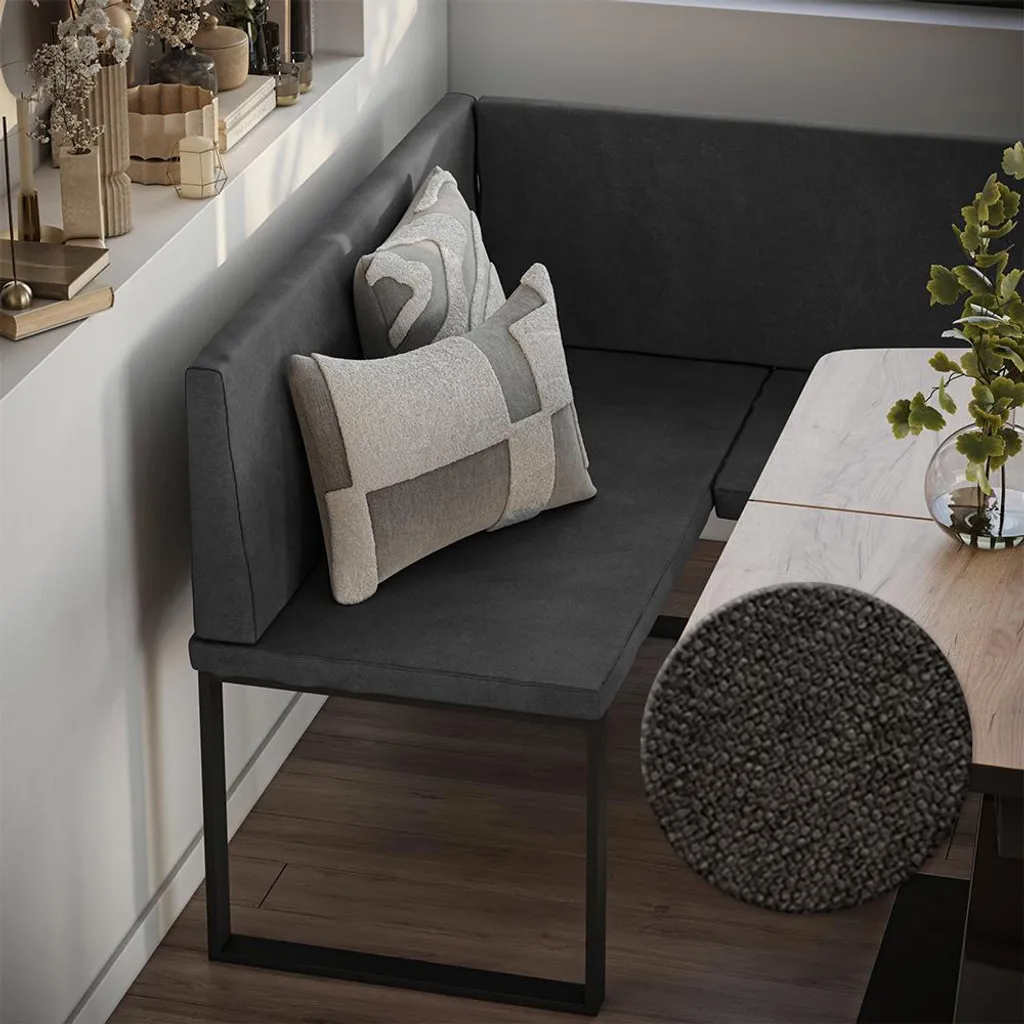 Banc d'angle Anthracite Vicco Ravon 120x120 cm Design Moderne et Épuré - 4