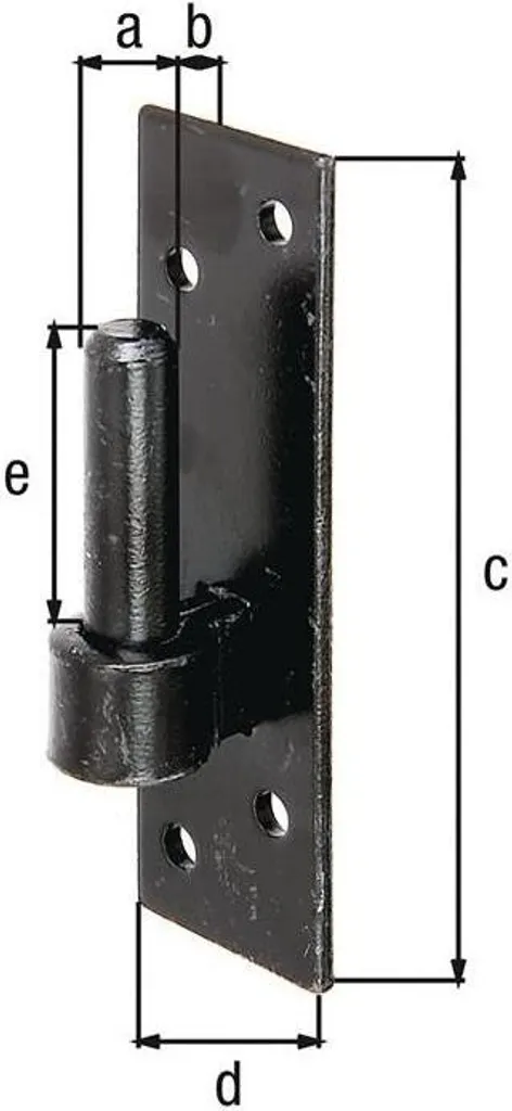 Gond de Porte Noir ø14mm Alberts en Acier Renforcé avec Platine de Fixation