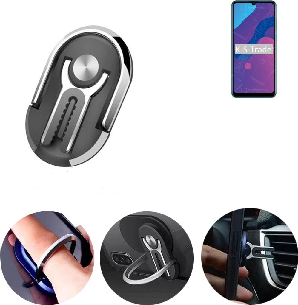 K-S-Trade 3in1 Smartphone-Ring Handy-Ring kompatibel mit Huawei Honor 9A Fingerhalterung Handyring Tischständer Lüftungsgitter-Halterung Tisch