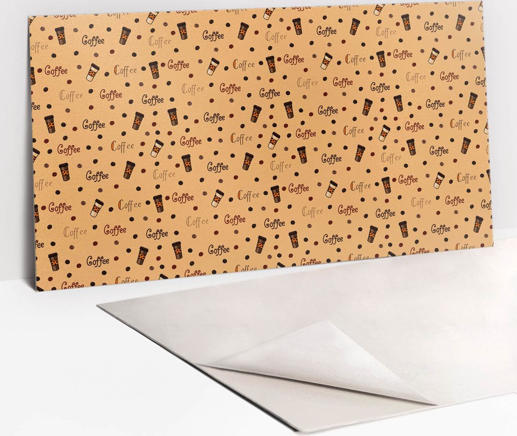 Dekorative PVC Wandpaneele - Küchenpaneele Rückwand hart Innenwand - 100 x 50 - Kaffee zeichnen