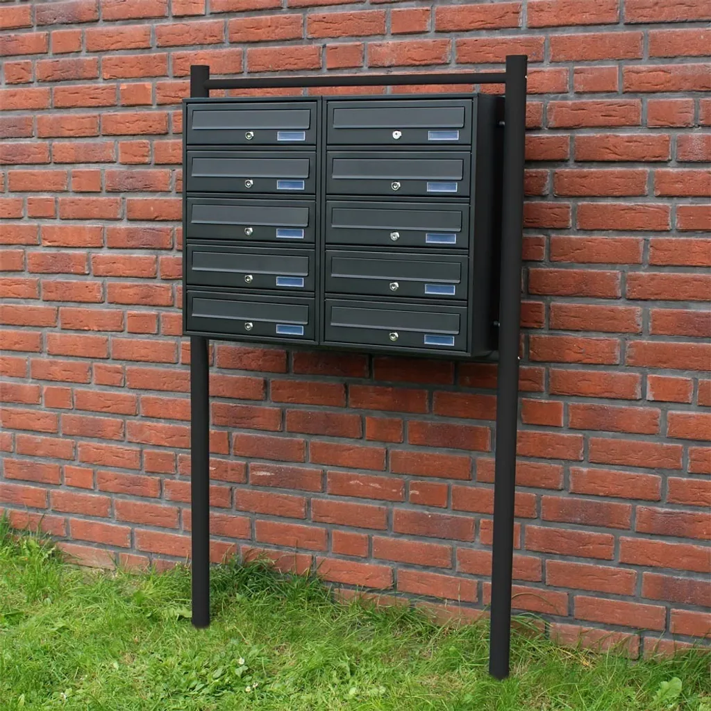 Boîte aux lettres multiple 10 compartiments verrouillables noire - 8