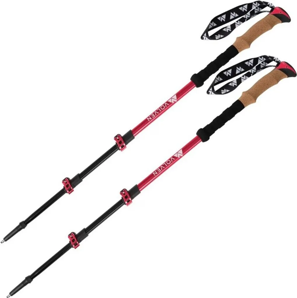 Bâtons de marche télescopiques en liège Volven Adventure rouge sport