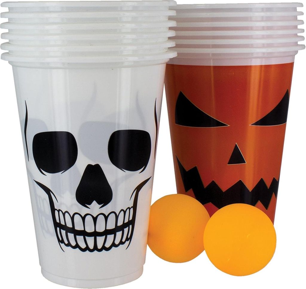 Paladone Halloween Pong Partyspiel mit Bechern und Bällen