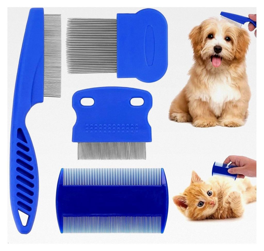 4-teiliges Set Flohkamm für Katzen und Hunde aus Edelstahl