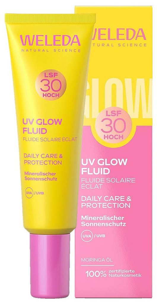 Weleda UV Glow Fluid LSF 30 30ml, Sonnenschutzmittel, Gesicht, Tube, Schutz, Aufhellend, Feuchtigkeitsspendend, Nährend, Jeder Hauttyp, Empflindli...