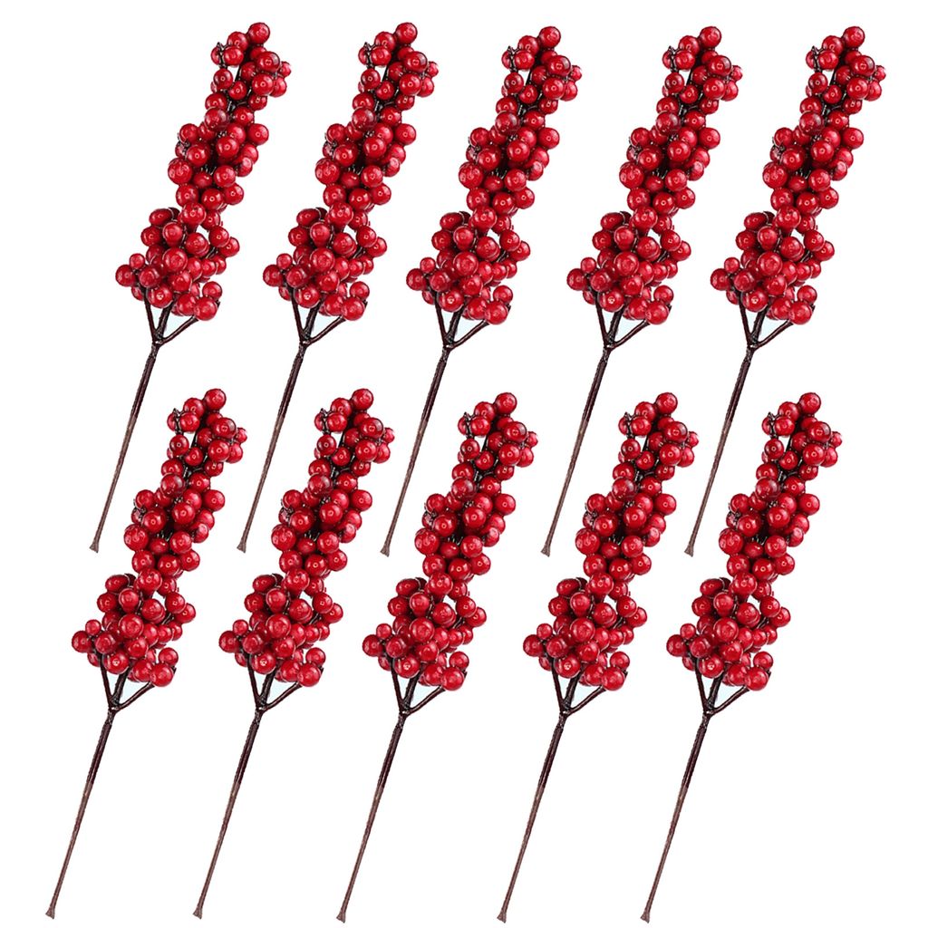 10 Künstliche Weihnachtsbeeren Stecklinge - Lebensechte Deko Für Weihnachtskränze & Mehr
