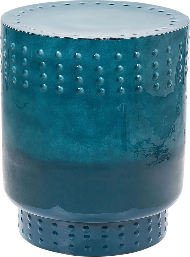 Table ronde d'appoint bleue en fer forgé 41 cm - Guéridon décoratif chic