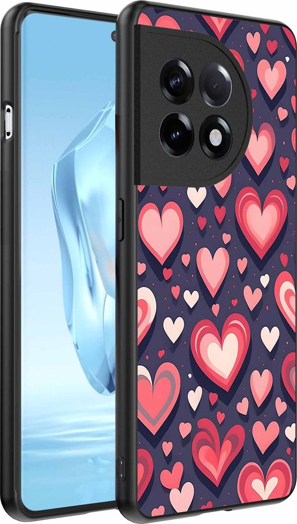Fit für OnePlus 12 Telefon Fall mit Herz Impressum - TPU Backcover Fall mit Herz-Design - Smartphonica
