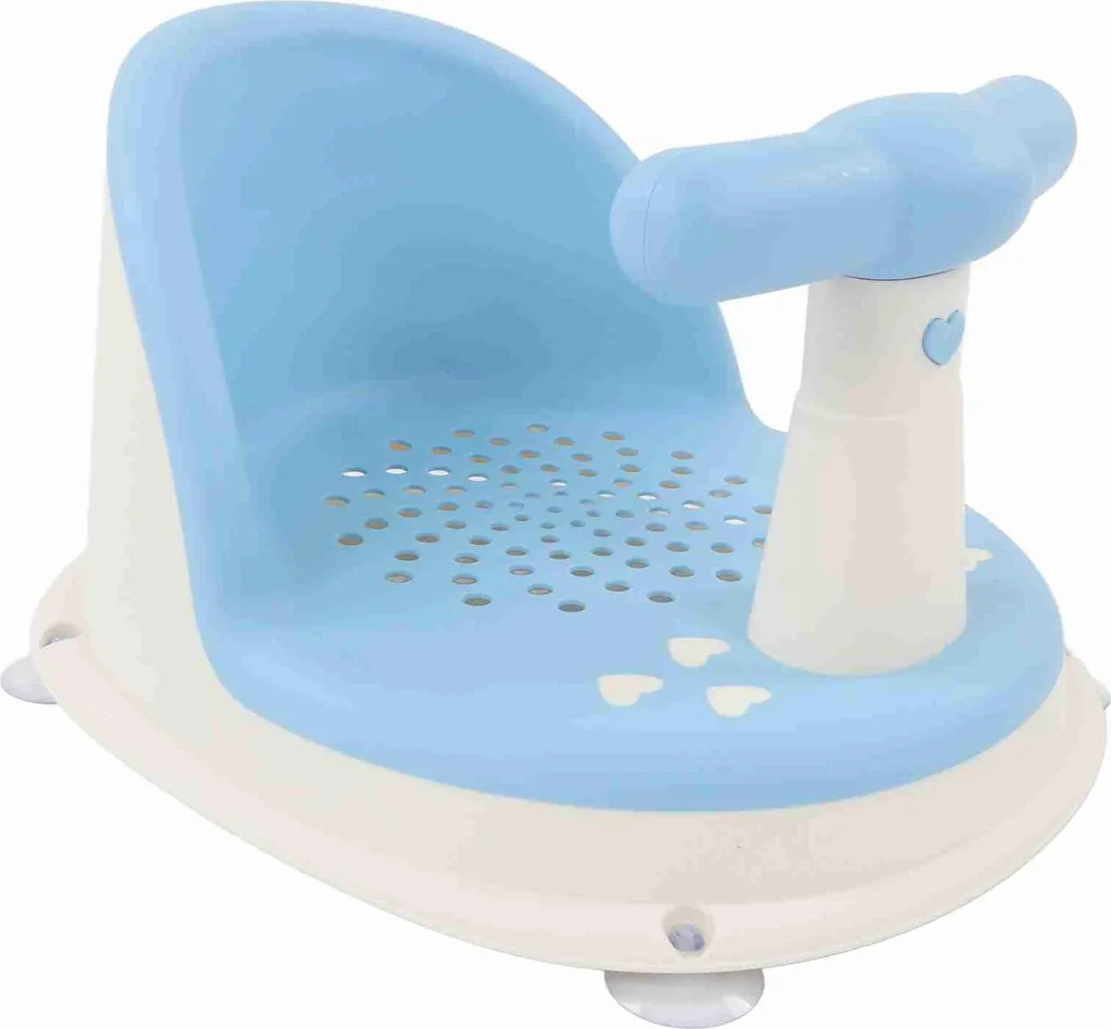 Siège de bain bébé pour salle de bain : pliable et gain de place en bleu