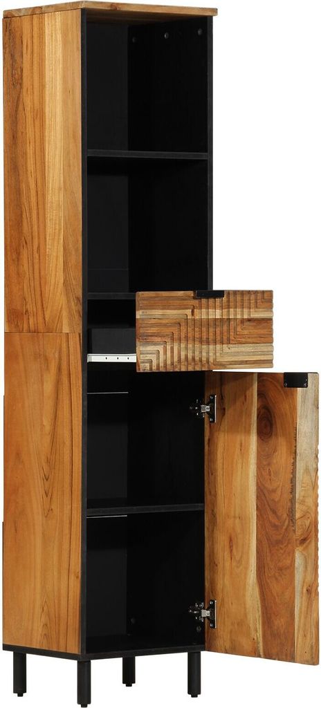 vidaXL Szafka łazienkowa brązowa 38 x 33 x 160 cm lite Zdjęcie produktu 