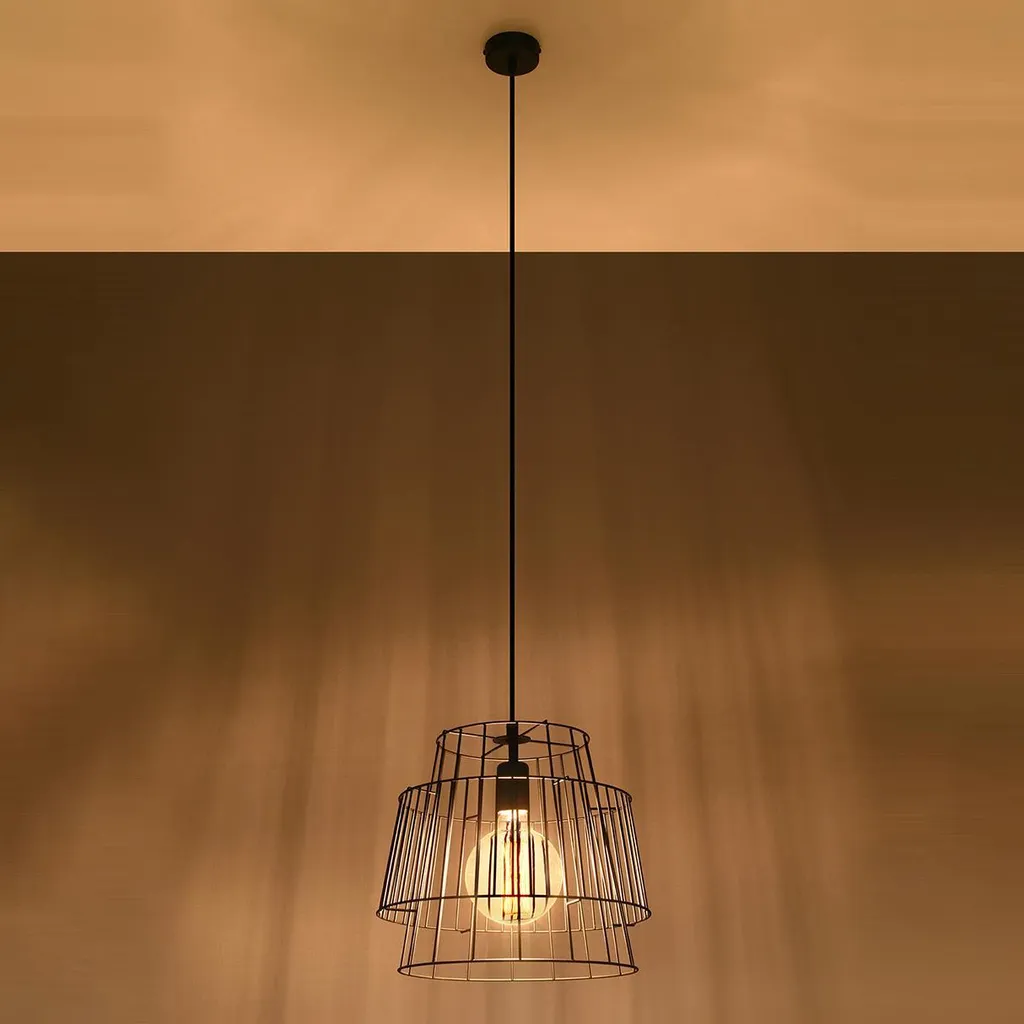 Sollux Lighting GATE Nero - Lampada a Sospensione E27 Acciaio 130cm - 13