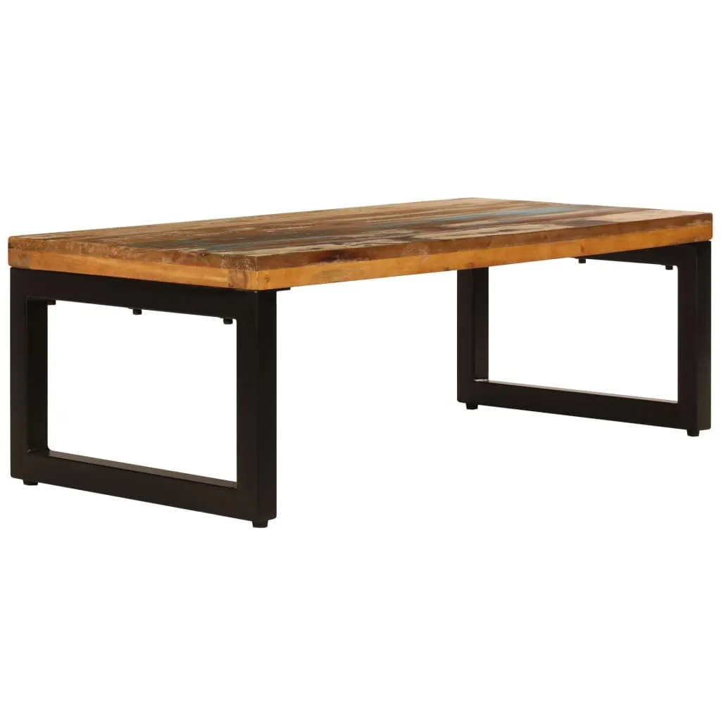 Tavolino 100x50x35 cm in legno di recupero e acciaio