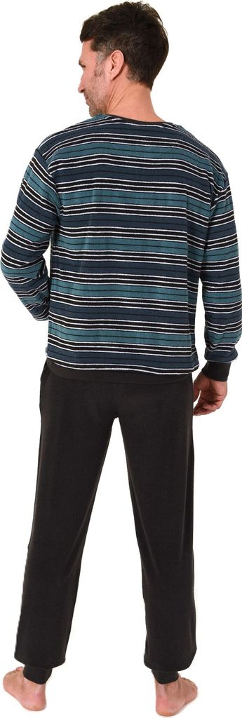 Normann Herren Frottee langarm Schlafanzug mit Bündchen in edler Optik – auch in Übergröße ; grün , 52