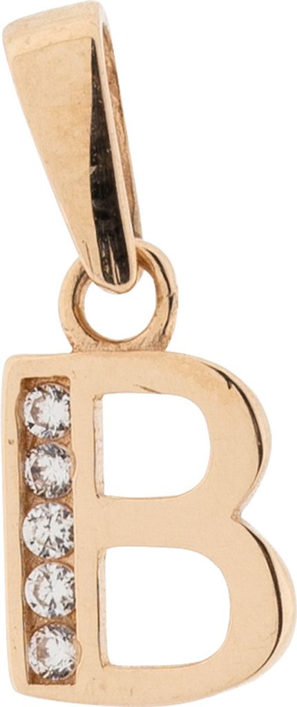 Anhänger Buchstabe B aus 585 Rotgold mit fünf Zirkonia, Gold Schmuck Damen