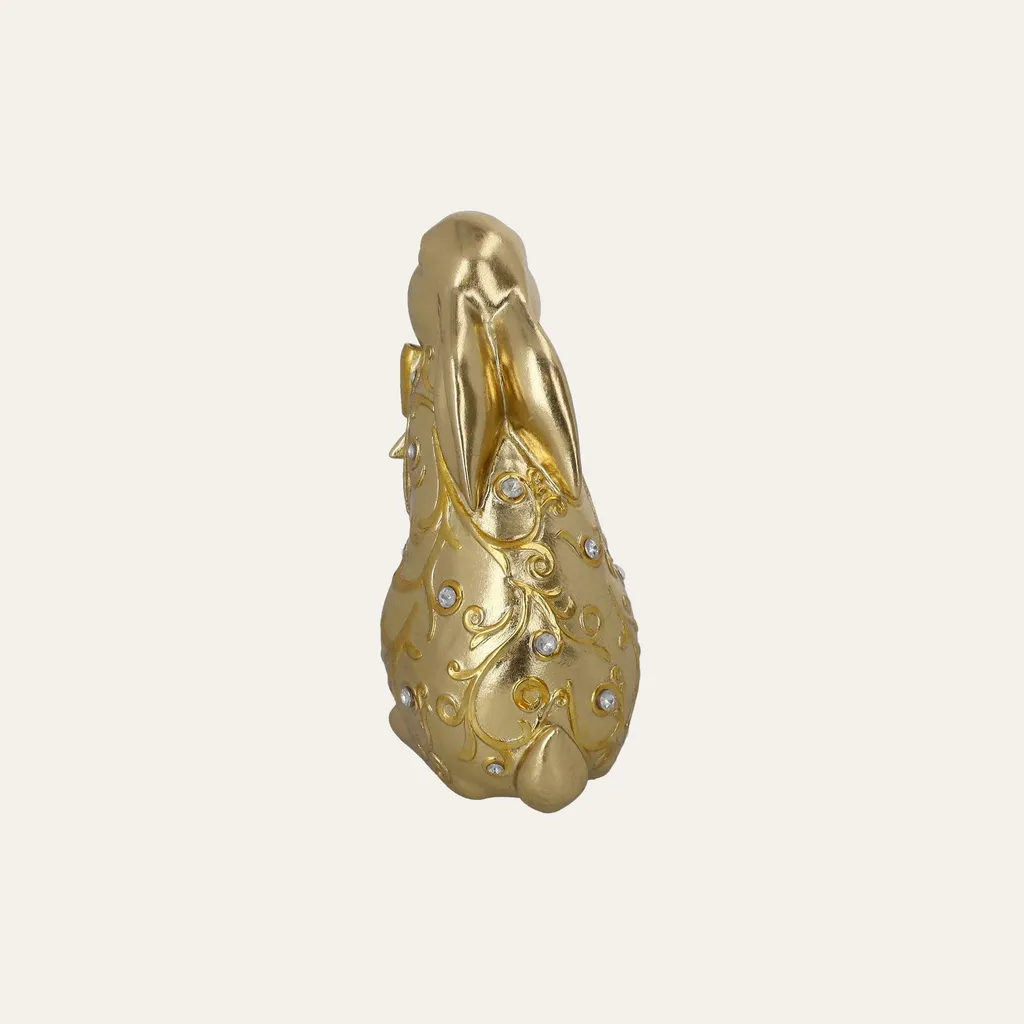 Statuette lapin doré en résine objet déco chic pour salon hauteur 14cm