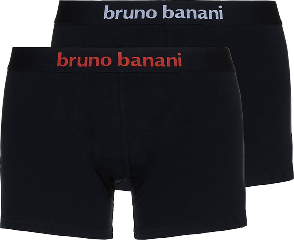 Bruno Banani Herren Boxershorts, 2er Pack - Flowing, Baumwolle Schwarz/Logo XL (X-Large)