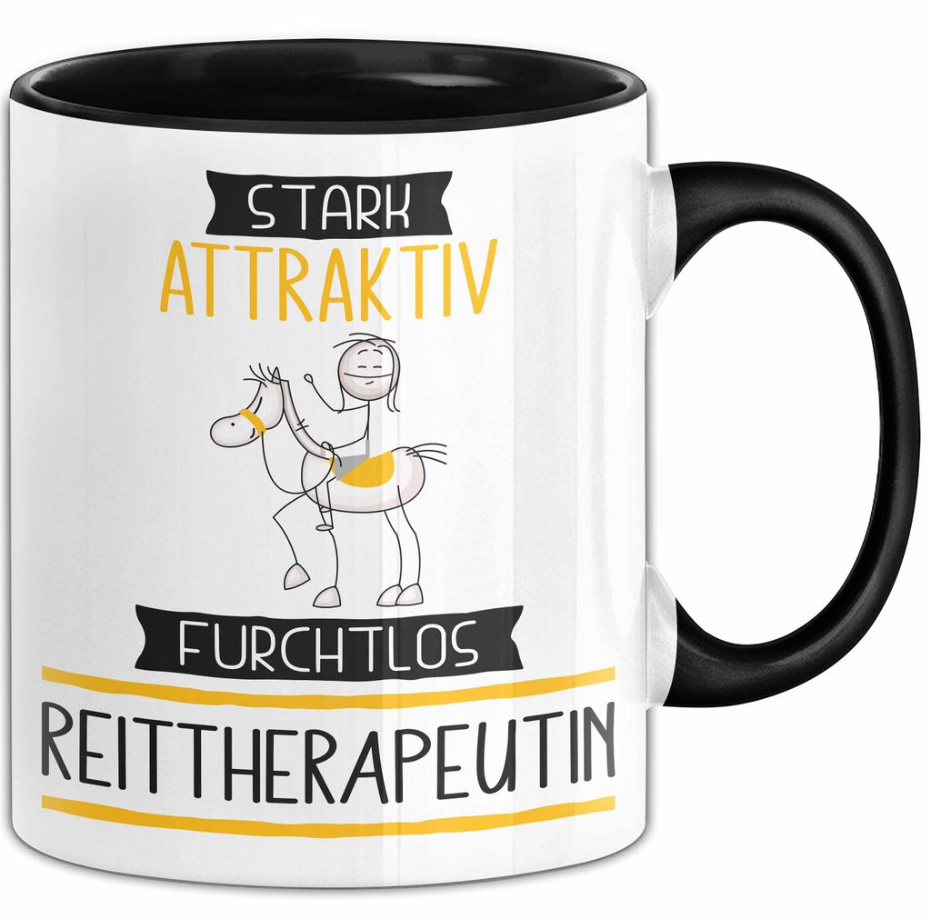Reittherapeutin Tasse Geschenk Becher Stark Attraktiv Furchtlos Reittherapeutin Lustige Geschenkidee (Schwarz)