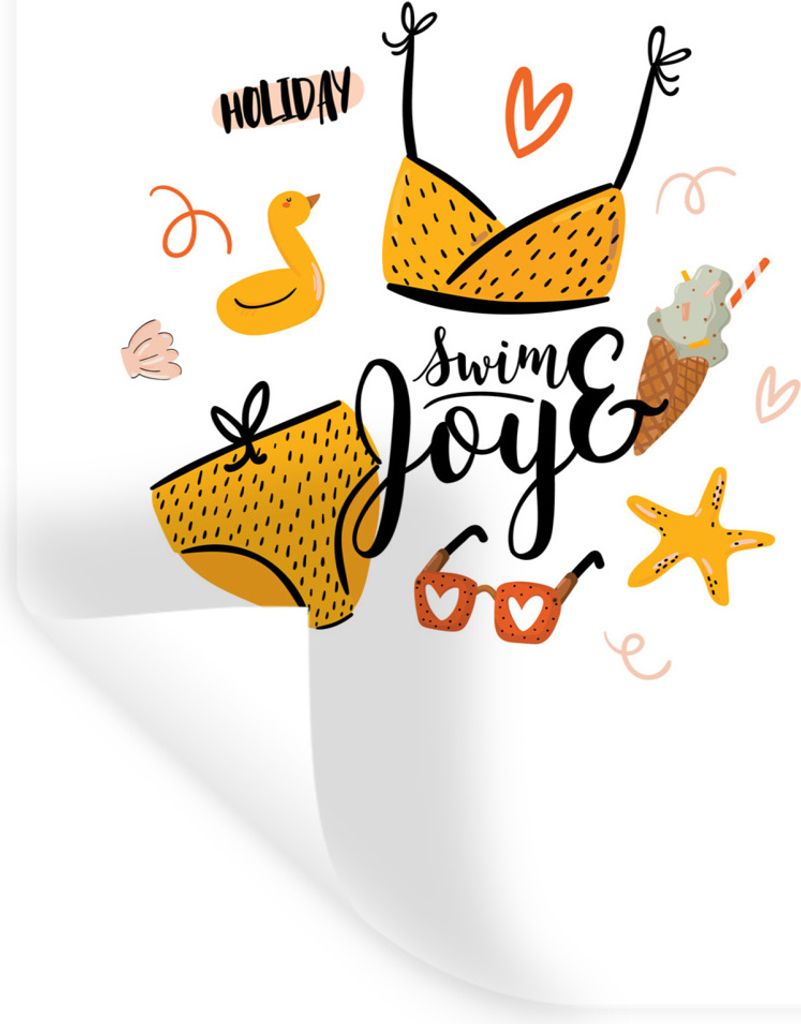 MuchoWow Wandtattoo Wandsticker Wandaufkleber Sommer - Bikini - Gelb 40x60 cm Selbstklebend und Repositionierbar - Wierderverwendbar - Selbstklebend