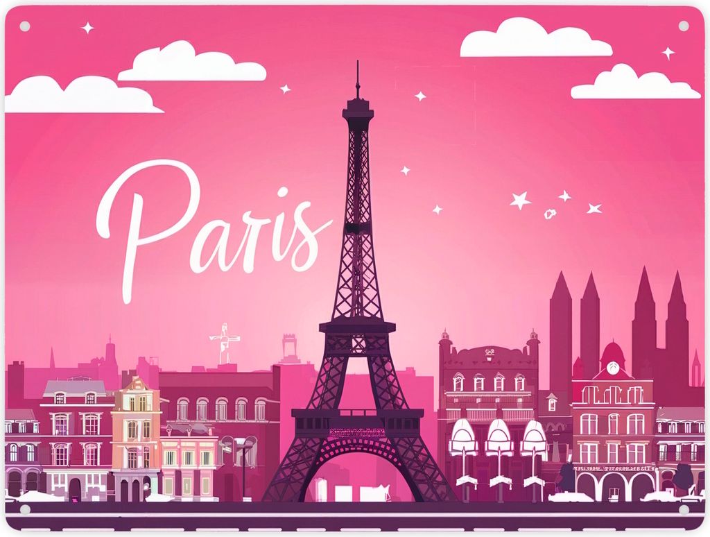 Paris Skyline Metallschild XXL in 28x38 cm