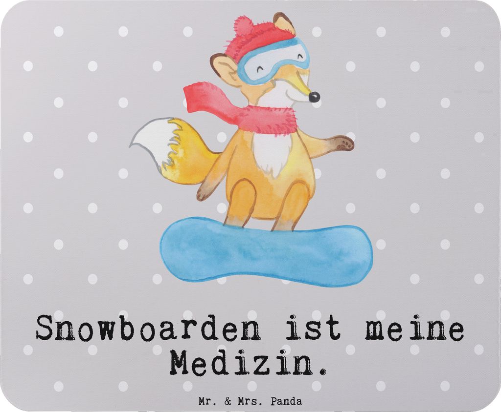Mr. & Mrs. Panda Mauspad Hase Snowboarden - Grau Pastell - Produktbild 