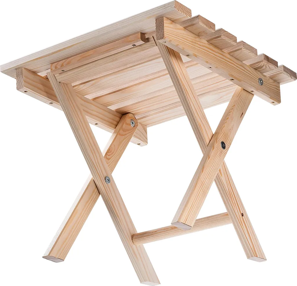 Set 2 Sdraio Pieghevoli e Tavolino KADAX Legno Faggio e Grigio - 5
