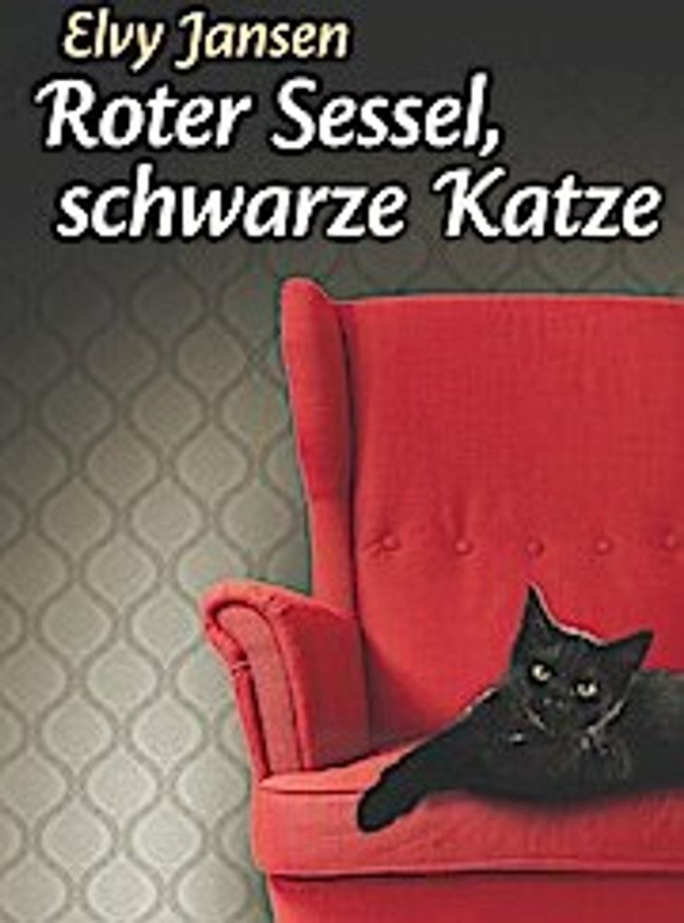 Roter Sessel, schwarze Katze