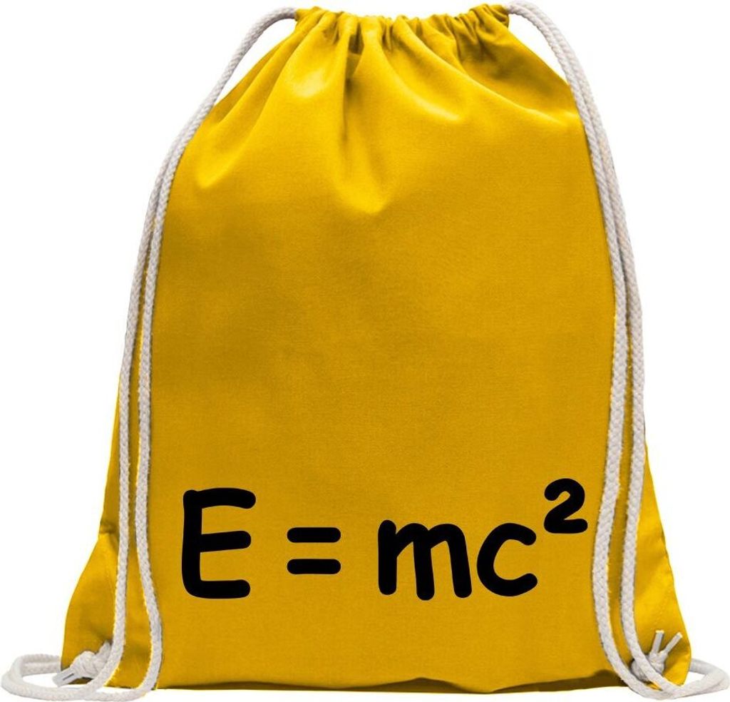 Kiwistar - Turnbeutel - gelb - E=mc2 - e = mc2 Einstein - Fun Rucksack Sport Beutel Gymsack Baumwolle mit Ziehgurt