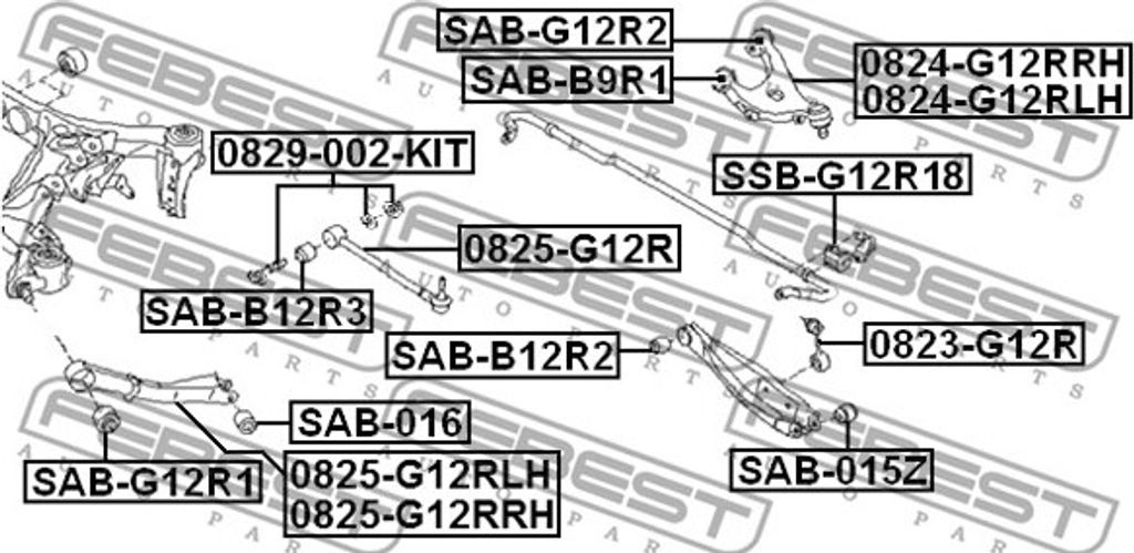 FEBEST 0829-002-KIT Sturzkorrekturschraube für SUBARU FORESTER (SH) FORESTER (SG) FORESTER (SJ) XV (GP) IMPREZA Schrägheck (GR, GH, G3) XV (GT)