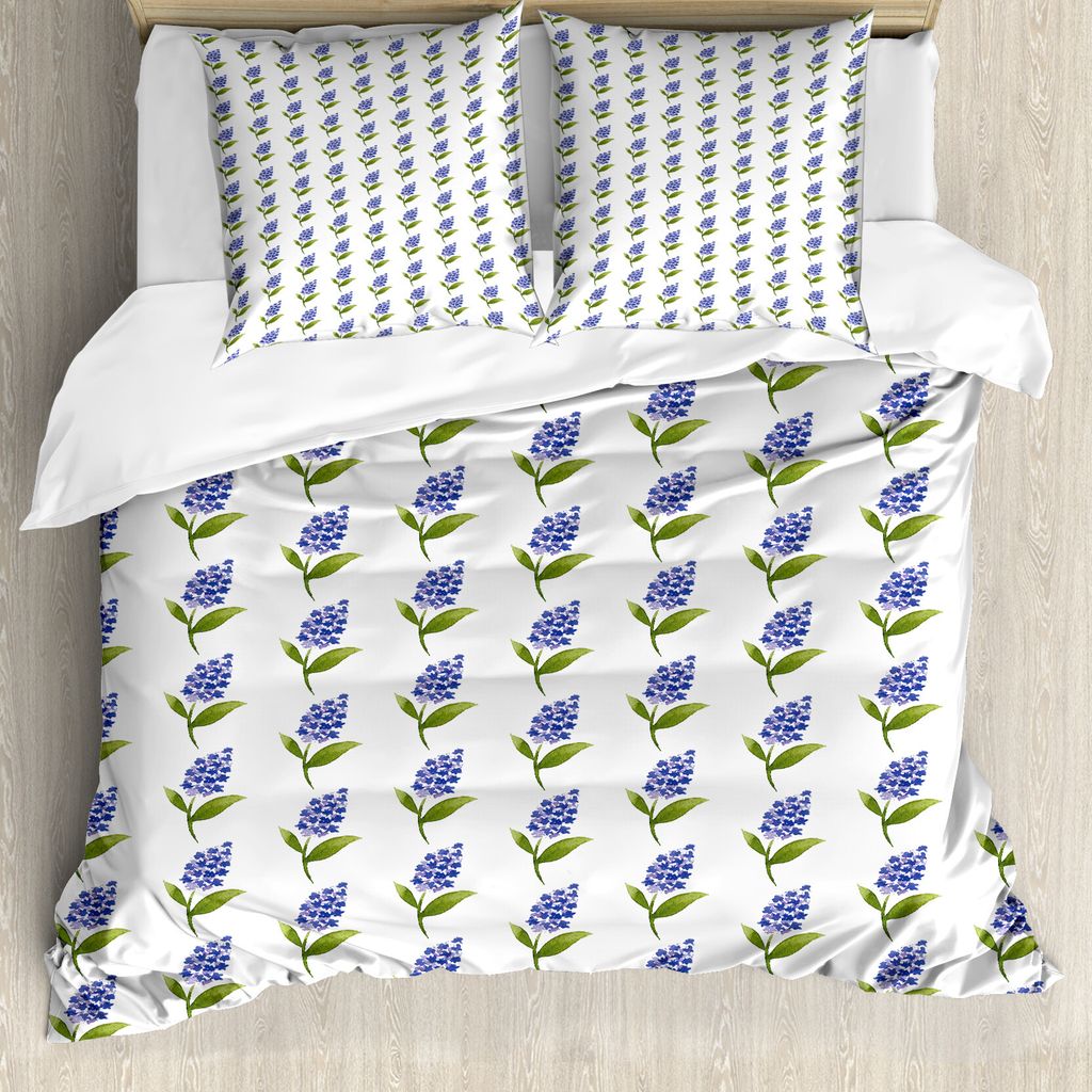 ABAKUHAUS Blume Bettbezug Set für Einzelbetten, Aquarell Lila Muster, Milbensicher Allergiker geeignet mit Kissenbezug, 155 cm x 220 cm - 80 x 80 ...