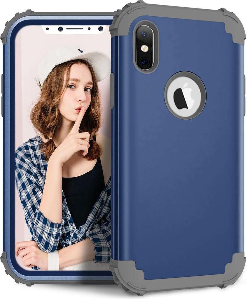 iPhone XS / X Hülle, LaimTop Heavy Duty 3 in 1 Hybrid Hart PC Flexibel TPU Silikon Stossfest Kratzfest Tasche Schutzhülle für iPhone XS / iPhone...