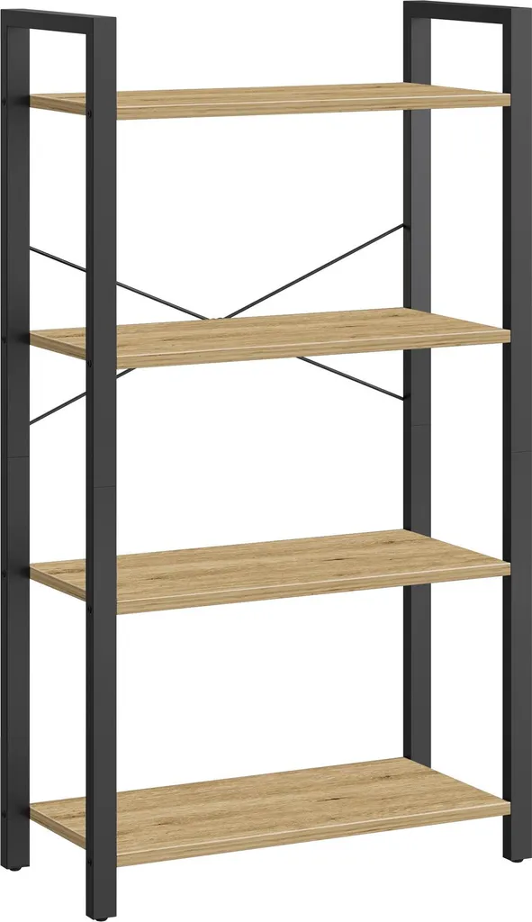 Bibliothèque loft chêne artisan noir 120 cm avec 4 larges niveaux