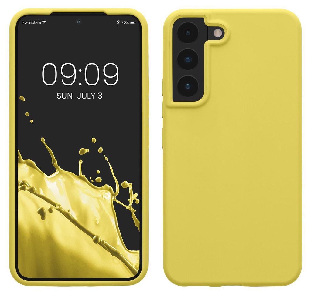 kwmobile Handyhülle für Samsung Galaxy S22 Hülle - Case Silikon - Kabelloses Laden - Schutzhülle Cover in Zitronengelb