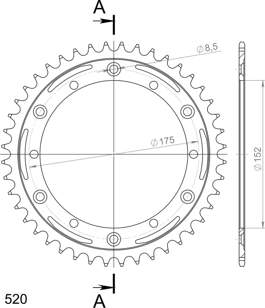 Couronne anti-usure 44 dents Supersprox Stealth 520 rouge RST-853 moto